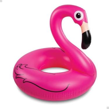 Imagem de Boia Inflável Rosa Flamingo Gigante 120cm Circular Grande para Piscina Verão Praia Lazer