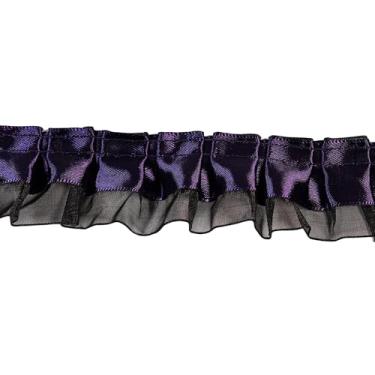 Imagem de Acabamentos de tecido com acabamento de babados de cetim, acabamento de 2 camadas de cetim de organza plissada, fita de renda plissada para costura, artesanato, cortina de vestido, decoração de fronha