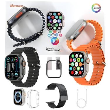 Imagem de Smart Watch W69 Ultra Max Serie 10 Original Nfc Gps Microwear Kit C/Pulseira Extra Pelicula Case-Unissex