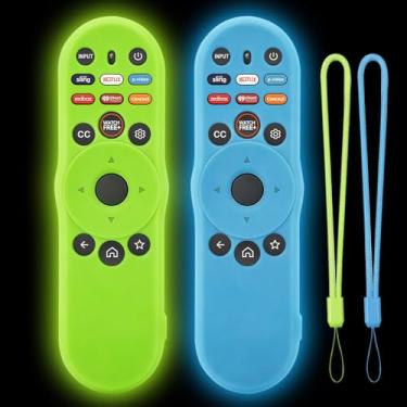 Imagem de [Pacote com 2] Capa Climberer para VIZIO XRT270, capa protetora de substituição para controle remoto de Smart TV que brilha no escuro - azul e verde (XRT270)