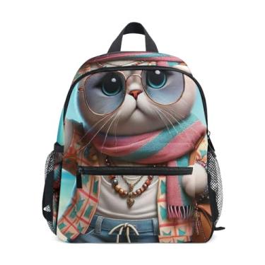 Imagem de GAIGEO Cute Cat Funny Kitten Backpacks for Kids with Whistle, Adjustable Chest Strap, Toddler Backpack for Boys Lightweight & Compact for Ages 3-8