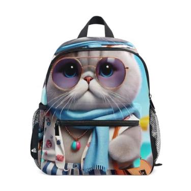 Imagem de British Shorthair Funny Cat Simple Modern Kids Backpack, 10x4x12 In, Small Boys Backpack Includes Water Bottle Pockets, Whistle Clip for Safety
