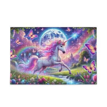 Imagem de Quebra-cabeça de floresta de unicórnio arco-íris 500 peças, material de madeira e papel, quebra-cabeças para homens