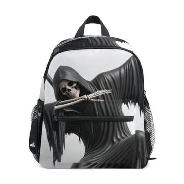 Imagem de Funny Grim Reaper Dabbing Backpack for Baby with Whistle, 2 Bottle Pockets, Lightweight, Travel Backpack for Kids 10x4x12 In, for Ages 3-8