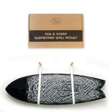 Imagem de Ho Stevie! Suportes de parede para prancha de surf – pinos de madeira + tiras de couro – Pendure qualquer prancha de surfe – fácil instalação
