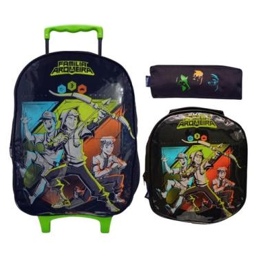 Imagem de Kit Mochila Escolar de Carrinho Infantil + Lancheira + Estojo Dermiwil