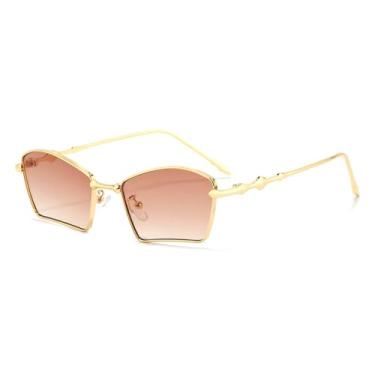 Imagem de Óculos de Sol Femininos e Masculinos com Lentes Degradê Metálicas e Proteção UV400 para Esportes ao Ar Livre, Corrida e Ciclismo, Cor Chá Dourado