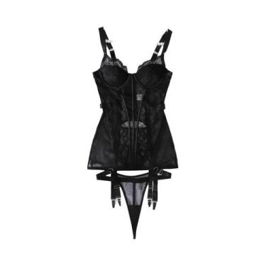 Imagem de Conjunto De Lingerie De Renda Modeladora Em Uma Peça, Design Sexy Tran