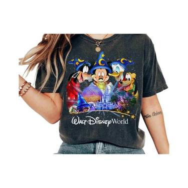Imagem de Camiseta Mickey Mágico Walt Disney Fantasia Aquarela Disneyland Camise