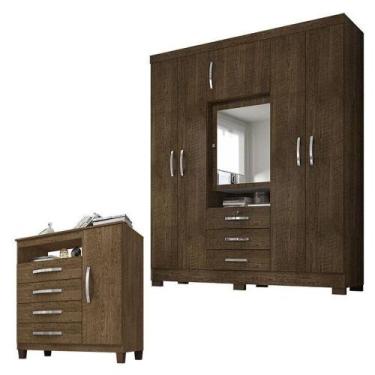 Imagem de Guarda Roupa Casal Imperial Com Cômoda Sapateira Cannes Malbec  Incorp