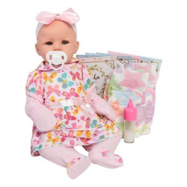 Imagem de Bebê Reborn Realista Menina 48cm Corpo Silicone Acessórios - Cegonha R