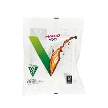 Imagem de Hario Filtro de café de papel V60, tamanho 02, branco, caixa de 100 unidades