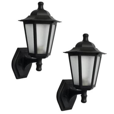 Imagem de Kit 2 Arandelas Coloniais Luminárias de Parede Pretas Retrô Muro Facha