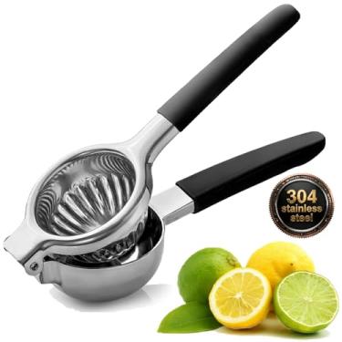 Imagem de Espremedor de limão de aço inoxidável, alças de silicone, espremedor de limão manual para limões, limões e laranjas, design ergonômico antiderrapante, adequado para cozinha, ao ar livre, espremedor de