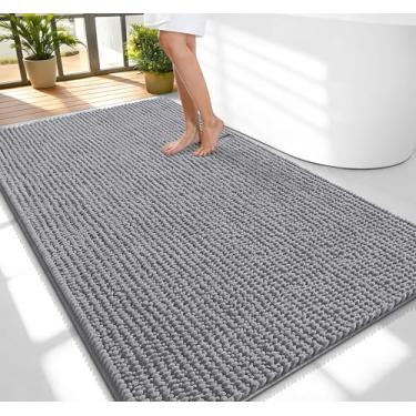 Imagem de OLANLY Tapetes de banheiro espessos 139 x 89 cm, tapetes de banho de chenille absorventes extramacios, suporte de borracha, lavar à máquina, secar na máquina, tapetes de banho para piso de banheiro
