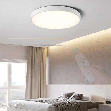 Imagem de GZZBMY LED Lâmpada de Teto com Controle Remoto Iluminação de Teto Regulável Moderna Ultra Fina Redonda Luminária de Teto de Metal para Sala de Estar Quarto das Crianças Corredor 3000 K-6500 K (Branco