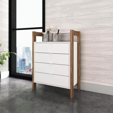 Imagem de Cômoda Pequena com 4 Gavetas 65x90cm Branco - Tecno Mobili