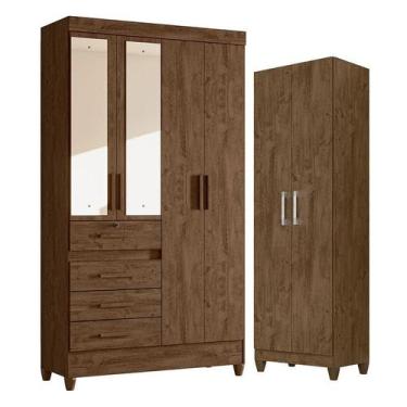 Imagem de Guarda Roupa Solteiro Sobral com Espelho e Armário Multiuso New Íris C