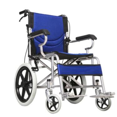 Imagem de Cadeira de Rodas para Idoso Adulto Dobrável Portátil Resistente Confortável (Azul)