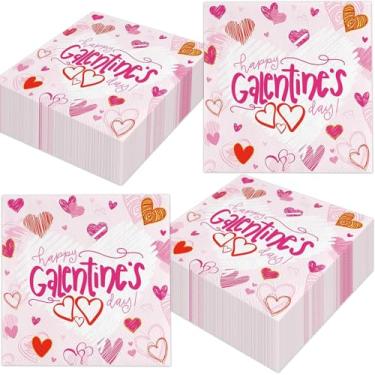 Imagem de Pacote com 40 decorações Galentines Gang, guardanapos rosa do dia de Galentine (16,7 x 16,7 polegadas), papel, várias camadas
