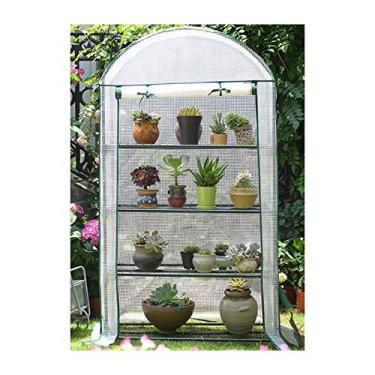 Imagem de Capa de substituição de estufa com zíper dobrável de 4 camadas - Capa de estufa de plantas para plantas de jardinagem proteção contra geada fria vento chuva verde (branco)