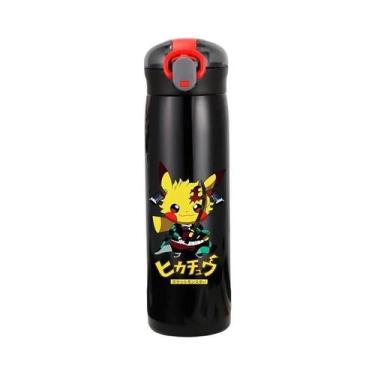 Imagem de Garrafa Térmica De Aço Inoxidável Pikachu 460ml Com Canudo Para Crianç