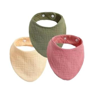 Imagem de Conjunto De Babadores De Algodão Macio Para Bebês, Ajustáveis Com Botã