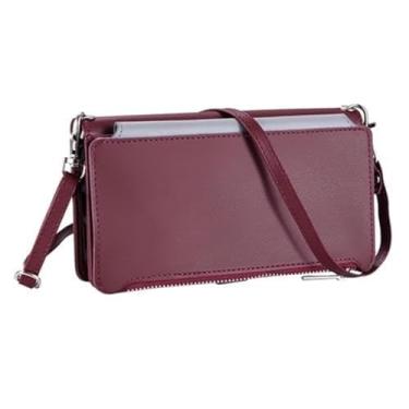 Imagem de Genérico Capa tipo carteira cruzada para iPhone 17/17 Air/17 Pro/17 Pro MAX, capa com tampa de couro de grande capacidade com alça longa para o ombro e proteção completa (Red, 17 Pro)