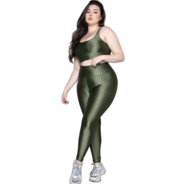 Imagem de Conjunto Top e Calça Plus Size New Zig 3D Dia a Dia  Serra e Mar Bojo Treino Musculação Moda Fitness-Feminino