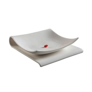 Imagem de CFGH6FDF Prato de jantar de cerâmica, bandeja de sobremesa, utensílios domésticos, moderno, formato irregular, prato de bife, hotel, restaurante, sushi, prato lateral (20 cm)