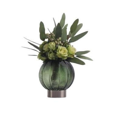 Imagem de Conjunto de flores de simulação de decoração para sala de estar, armário de TV, decoração artificial, vaso de mesa, arranjo de casa de fazenda (pequeno)