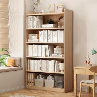 Imagem de Estante de madeira, armário de armazenamento independente, estante de livros, pequena estante de canto estreito, estante moderna, prateleiras de livros abertas independentes, para sala de estar