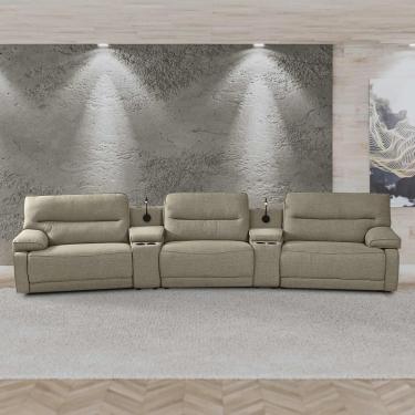 Imagem de Sofá Decorativo Swift c/Porta Copos Baú Cooler Reclinável Retrátil Linho Nude G81 - Gran Belo