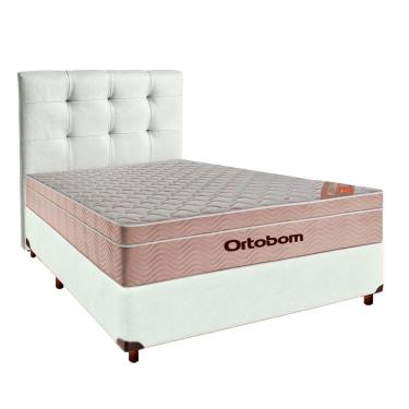Imagem de Conjunto Cama Box Branco Casal + Colchão Molas Ensacadas Airtech Ortobom + Cabeceira