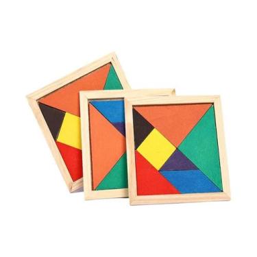 Imagem de Conjunto De Quebra-Cabeça De Madeira Tangram Para Crianças, Brinquedo 