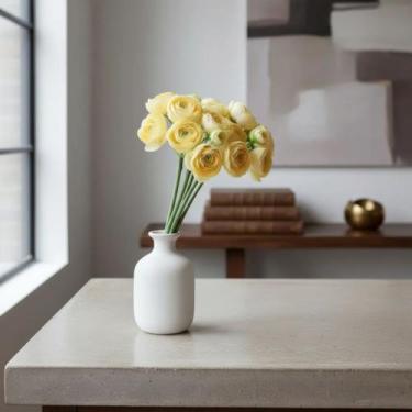 Imagem de Buquê Peônia Flor Artificial Para Decoração Realista Grande Cor:Amarel