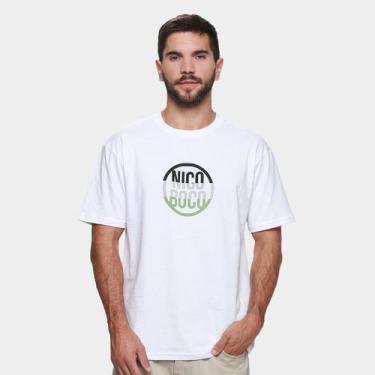 Imagem de Camiseta Nicoboco Foliage Masculina, Branco, GG