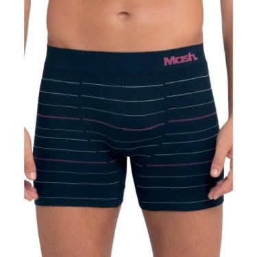Imagem de Cueca Boxer Mash Microfibra Sem Costura Listrada Adulto 710.22, Azul m
