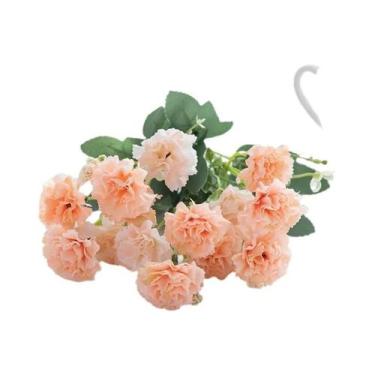 Imagem de Pequenas Flores Artificiais De Cravo Com 5 Hastes E 15 Cabeças Para Ar