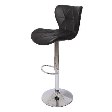 Imagem de Banqueta Alta Estofada c/encosto p/Cozinha Gir. Preta