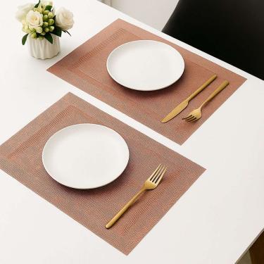 Imagem de Jogo 2 Lugar Americano Retangular Mesa Pvc Rose Executivo 30x45cm Em Casa Tem
