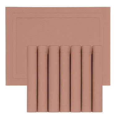 Imagem de Jogo 8 Lugar Americano Retangular Mesa Pvc Rose Executivo 30x45cm Em Casa Tem