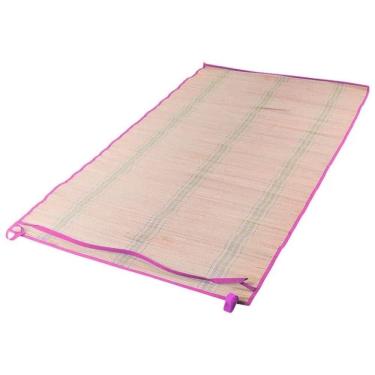 Imagem de Esteira de Praia em Palha com Alça 60 por 180cm Rosa BEL