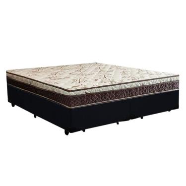 Imagem de Cama Box Casal Bipartido Blindado Suede + Colchão Casal Espuma Extra Firme D33 Elegance Ortopédico 63x138x188 preto