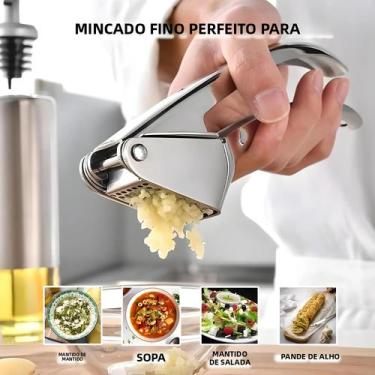 Imagem de Espremedor De Alho E Gengibre Manual De Aço Inoxidável Reforçado, Fáci