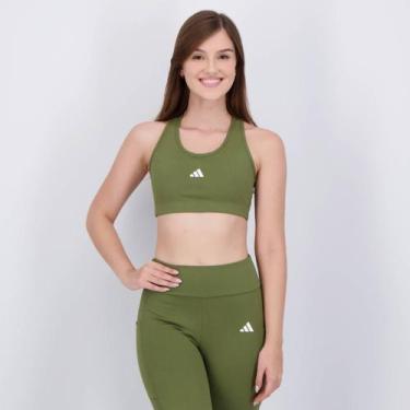 Imagem de Top Adidas Treino Básico Suporte Médio Feminino Verde, M