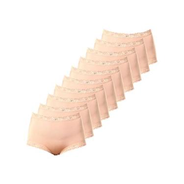 Imagem de Kit com 10 Calcinhas Alta Safira Demillus 57330, Bege, M