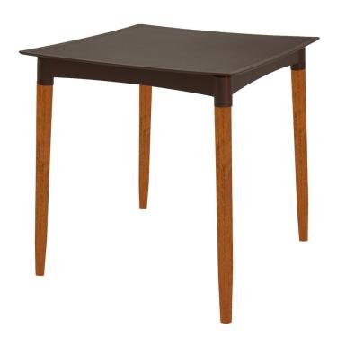 Imagem de Mesa Tramontina Laura Rattan Em Polipropileno Marrom Com Pernas De Madeira Eucalipto Tr...
