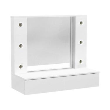 Imagem de Penteadeira de Parede com Espelho 2 Gaveta Arujá Politorno, Branco
