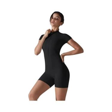 Imagem de Macacão De Yoga Feminino De Manga Curta, Roupas De Treino, Bodysuit Pa